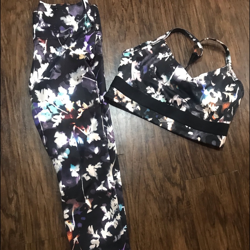 3 pieces. Nike leggings and 2 sports bra bundle